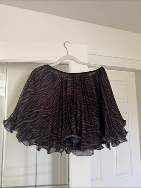 H&M Black and Brown Zebra-Print Pleated Skirt